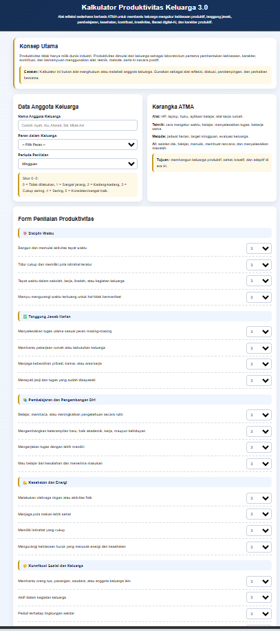 Form penilaian gratis Produktivitas Keluarga 3.0