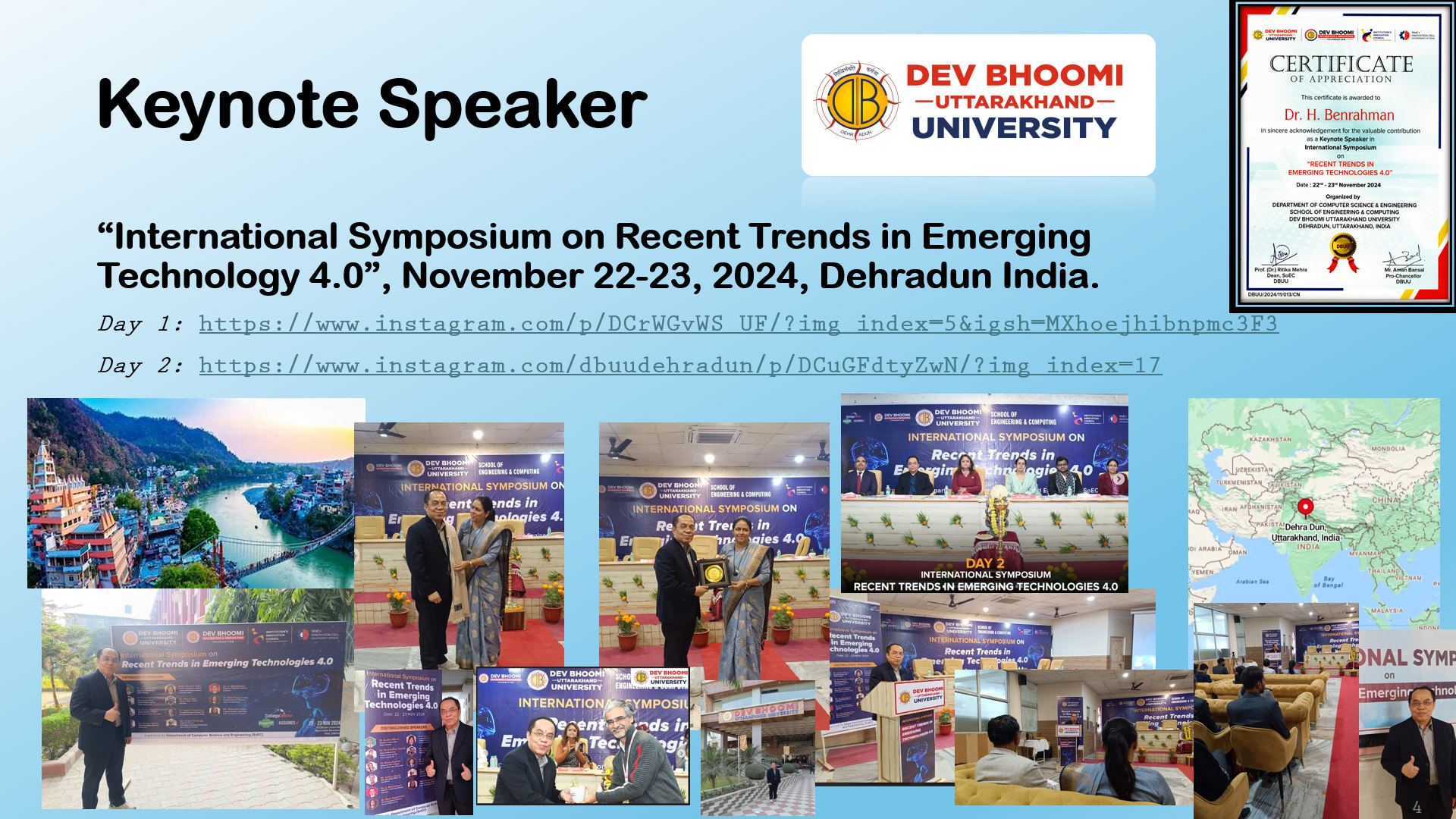 Keynote Speaker di Dev Bhoomi Uttarakhand University, India